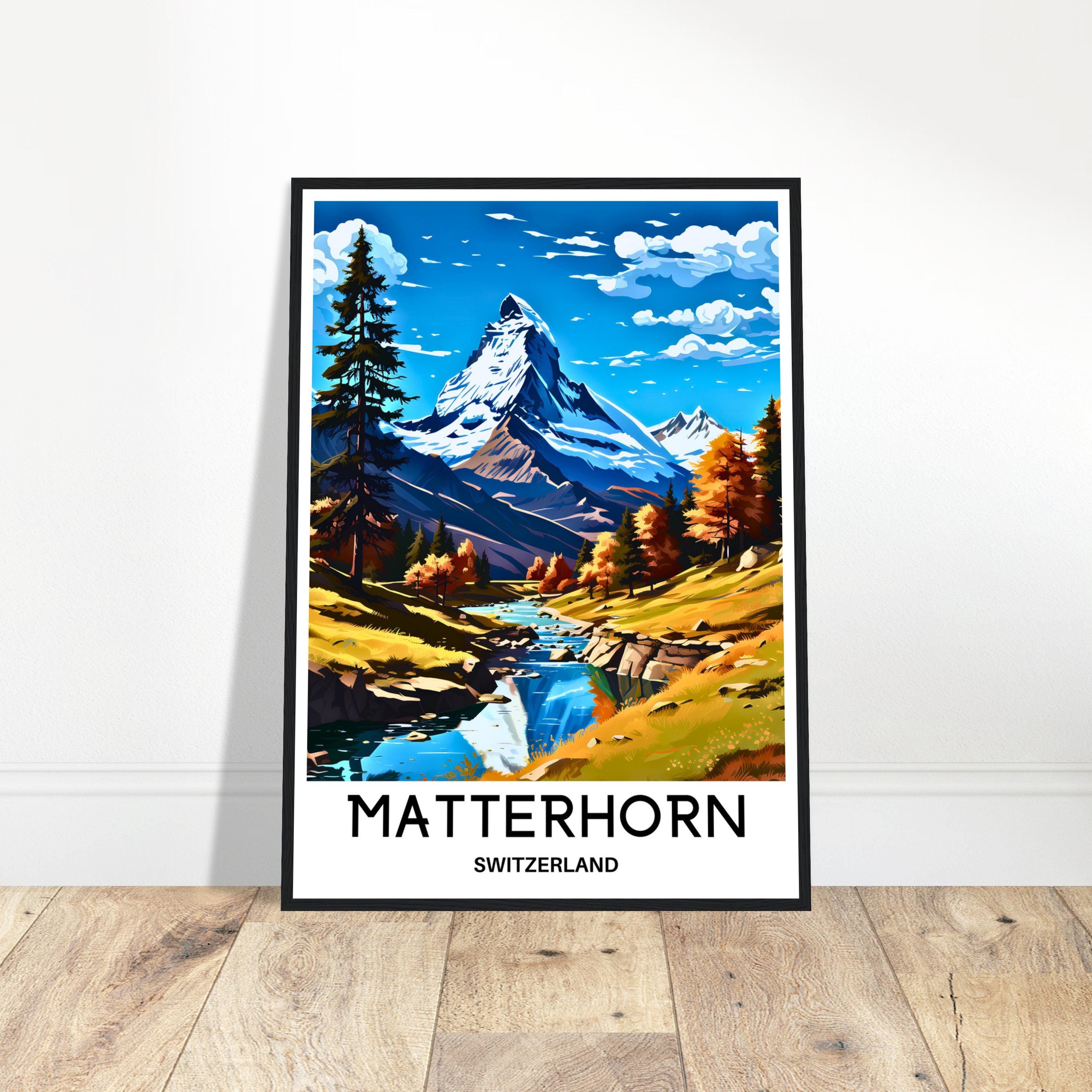Matterhorn Travel Print Matterhorn Poster Swiss Art Print Switzerland Lover Gift Wall Hanging Home Office Desk Decor Matterhorn Illustration