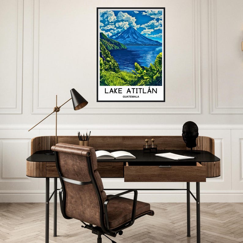 Lake Atitlan Travel Print Lake Atitlan Poster Central America Lover