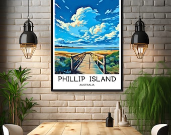 オーストラリア作家壁掛け絵 フィリップ島旅行プリント フィリップ島ポスター オーストラリアアート