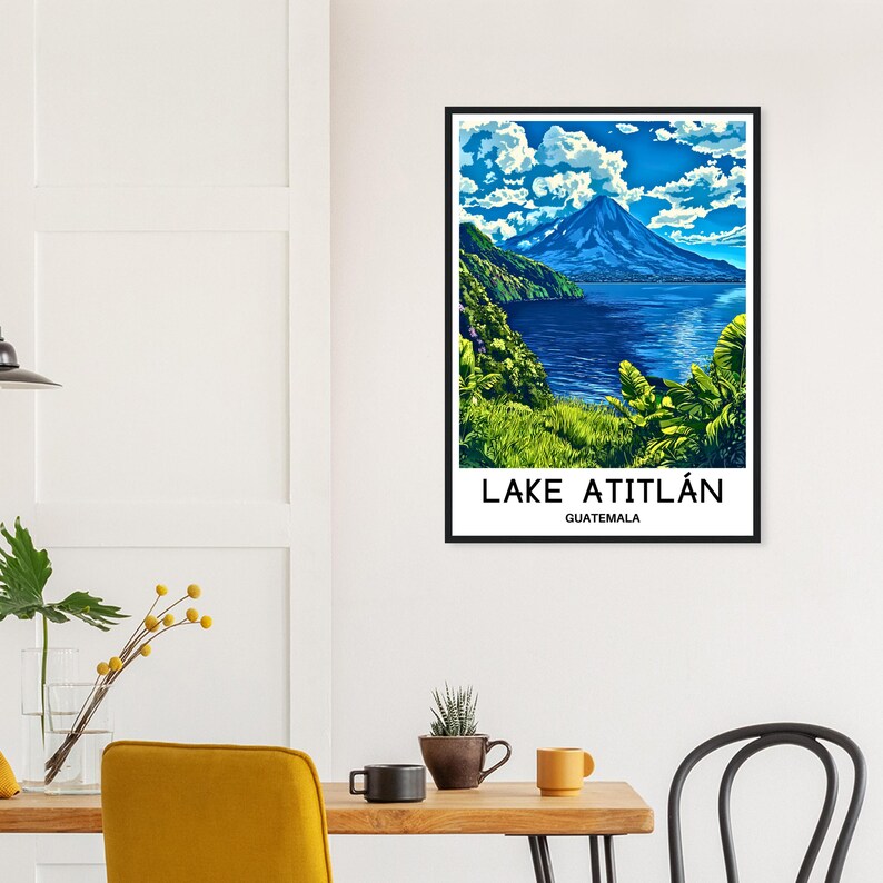 Lake Atitlan Travel Print Lake Atitlan Poster Central America Lover