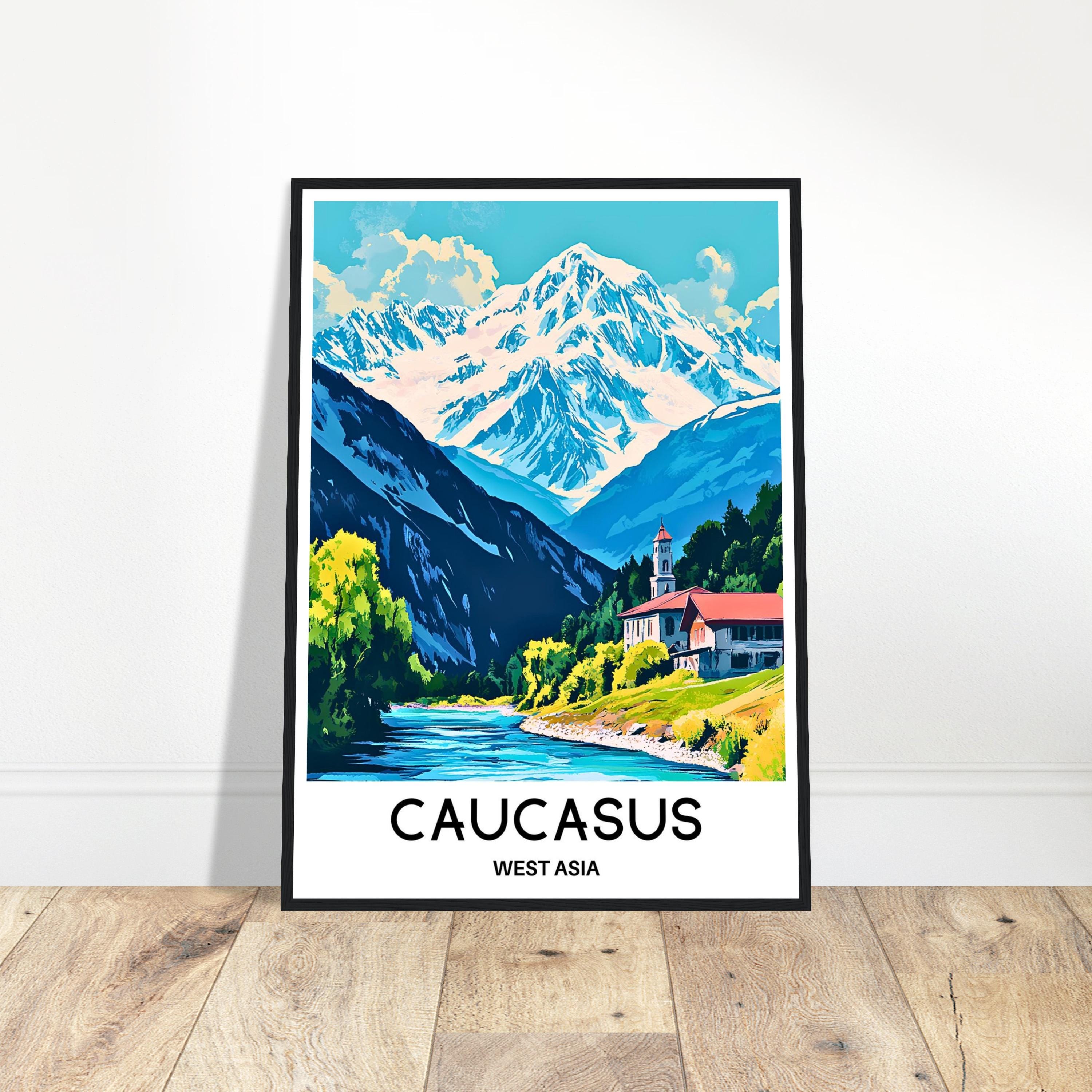 Caucasus Travel Print Poster West Asia Art Print Caucasus Region