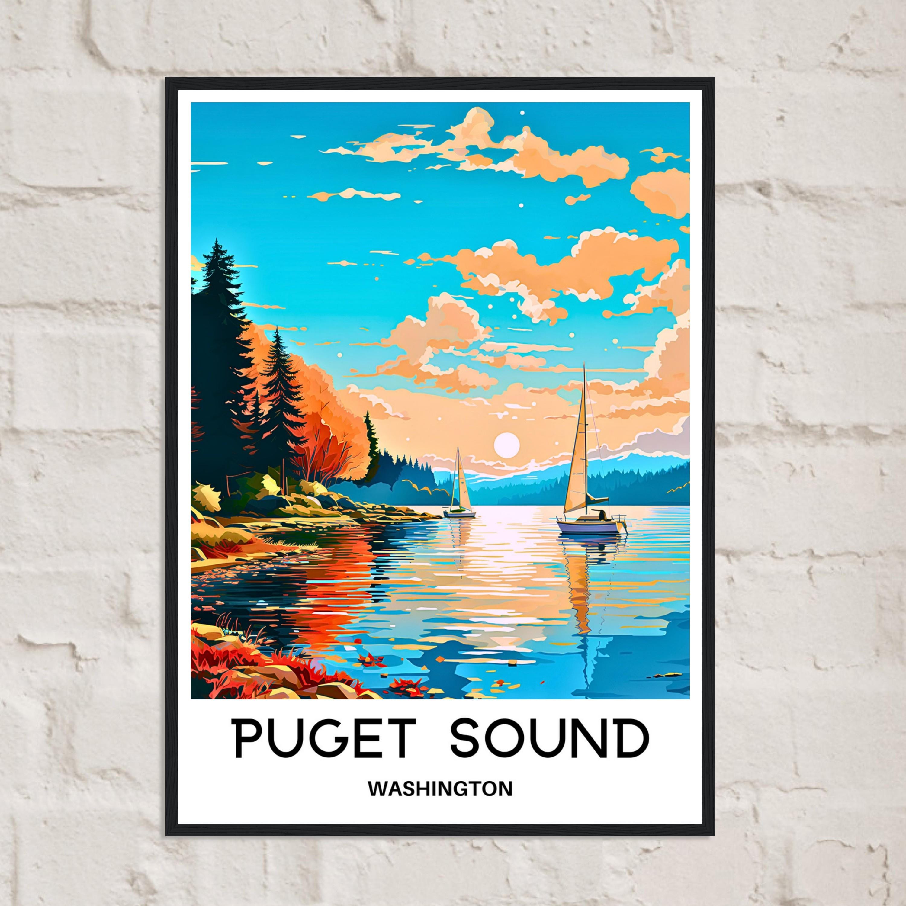 Puget Sound Travel Print Poster American Art Print Washington