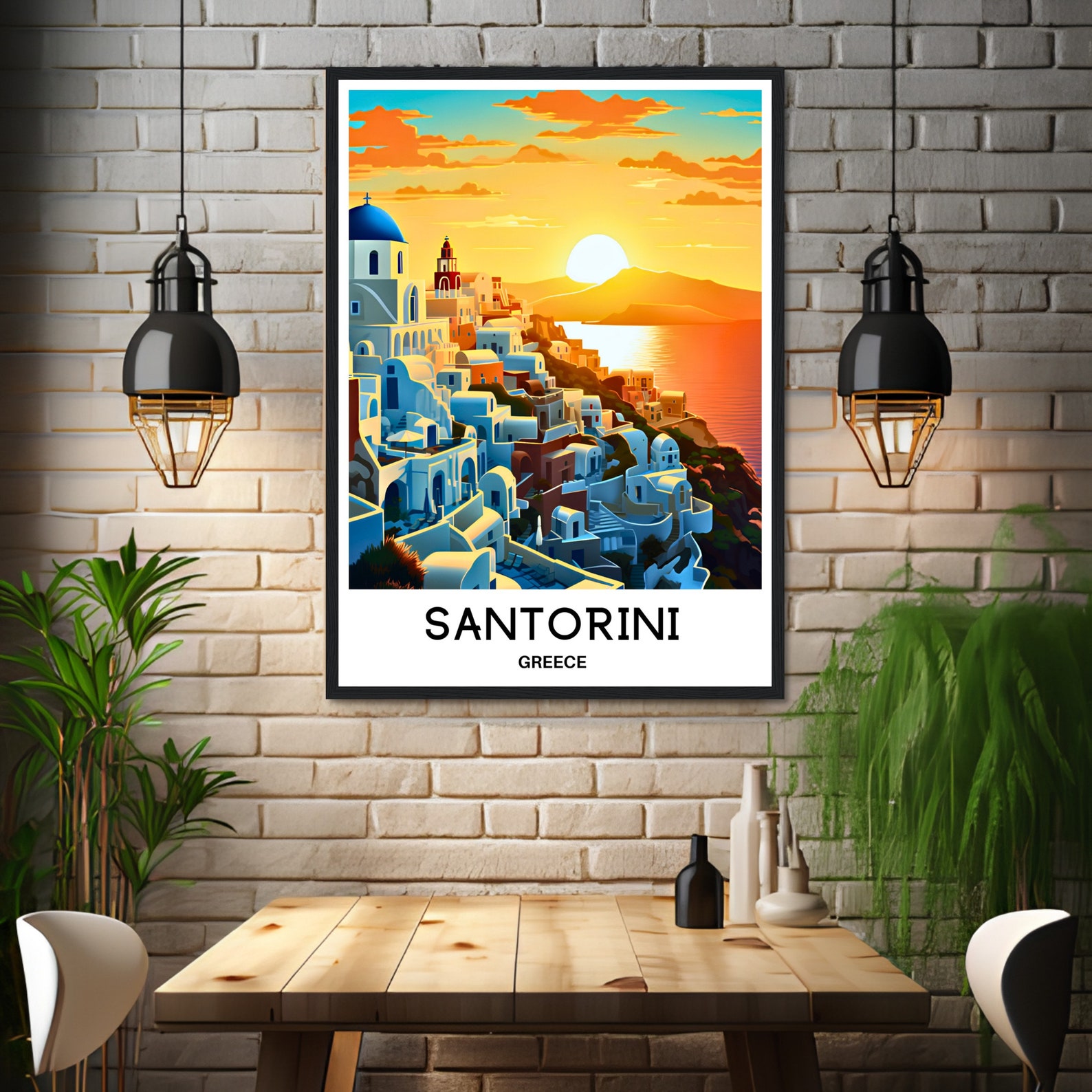 Santorini Travel Poster Santorini Travel Print Santorini Island Print ...