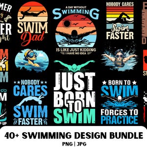 Simning PNG-designpaket: 40+ simning clipart (digital nedladdning)