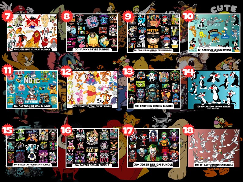 Mega Cartoon PNG Bundle: 1000+ Designs for T-shirts & Cartoon Stickers (Digital Download) image 3
