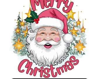 Pink Santa PNG: Groovy Christmas Design (Digital Download