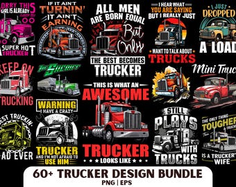 Trucker Design Bundle: Trucking Lifestyle Shirt Design PNG och EPS redigerbar fil (digital nedladdning)