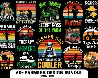 Farmer Design PNG Bundle: 60 Farm Life Designs (Digital Download)