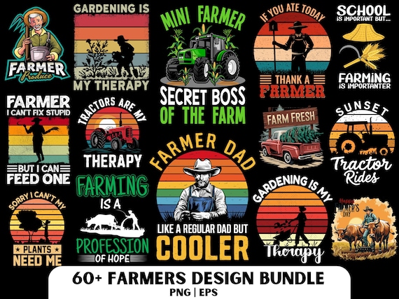Farmer Design PNG Bundle: 60 Farm Life Designs (Digital Download)