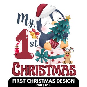First Christmas PNG Design: Santa Shirt, Onesie (Digital Download)