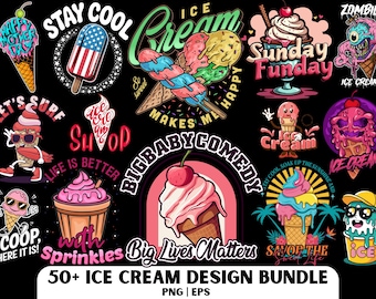 IJs: dessertshirt png- en eps-bestand, Icecream Lover, Life is Sweet (digitale download)