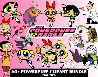Powerpuff Girls Design Bundle: 60 PNG & SVG Files (Digital Download