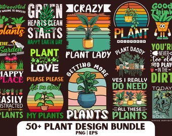 Plant PNG Bundle: 50 Gardening Quotes & Designs (Digital Download)