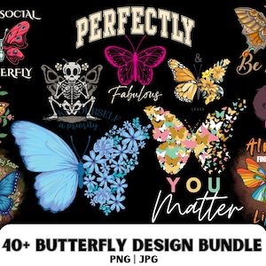 Butterfly T-shirt Design, T-shirt Design Bundle, Butterfly Sublimation Design, Streetwear Design PNG, Urban Style Design, Urban Design.