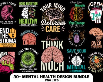 Paquete de diseños PNG de salud mental: Gráficos de autocuidado (descarga digital)