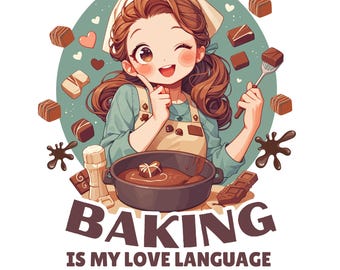 Baking T-shirt Design: Baking Is My Love Language PNG & JPG File, Cooking Design (Digital Download)