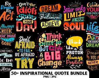 Inspirational Design Bundle, Motivational Design PNG, Positive Thinking Design, Kindness Quote Design, Positive Quote Design, Positive PNG.