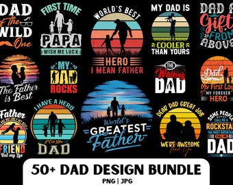 Dad PNG Design Bundle: 50+ Father's Day Designs (Digital Download)