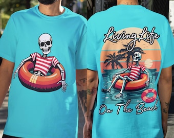 Beach Life Skeleton PNG: Summer T-Shirt Design (Digital Download)
