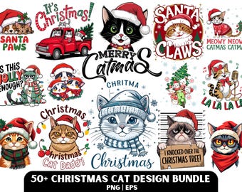 Christmas Cat PNG: Funny Sarcastic Designs (Digital Download
