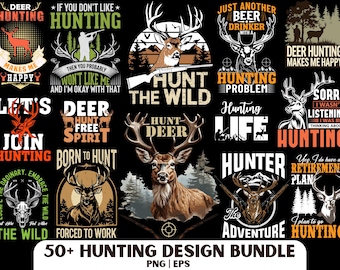 Hunting Design PNG Bundle: Deer, Apparel, Clipart (Digital Download)