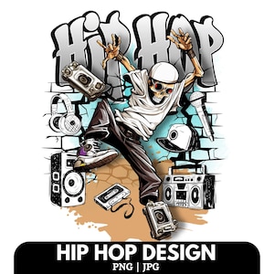 Projekt koszulki hiphopowej w formacie PNG i JPG, koszulka z motywem popkultury (pobranie cyfrowe)