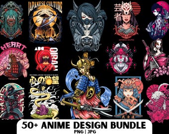 Anime T-Shirt Design Bundle: Japanische Streetwear PNG (Digital Download)