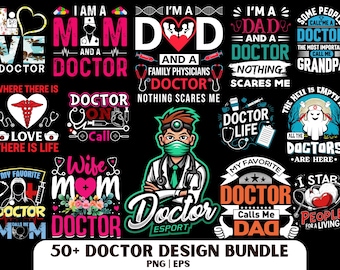 Doctor Shirt Design Bundle PNG and EPS Editable File (Digital Download)