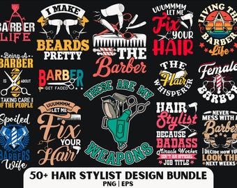 Hair Stylist: 50+ Hair Sublimation Design PNG and JPG File (Digital Download