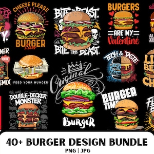 Progettazione PNG di hamburger, Cheeseburger, PNG per amanti del cibo, Pacchetto PNG di hamburger, Progettazione di magliette per amanti degli hamburger, Grafica di hamburger, Hamburger.