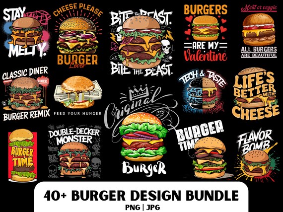 Burger PNG Design Bundle: Cheeseburger Graphic (Digital Download)