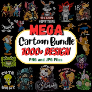 Mega Cartoon PNG Bundle: 1000+ Designs for T-shirts & Cartoon Stickers (Digital Download) image 1