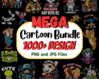 Mega Cartoon PNG Bundle: 1000+ Designs for T-shirts & Cartoon Stickers (Digital Download)