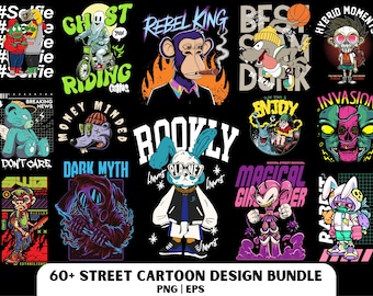 Streetwear Cartoon Design Bundle: Urban PNG, EPS (Digital Download)
