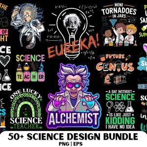 Science PNG Bundle: Funny Science T-Shirt Designs (Digital Download