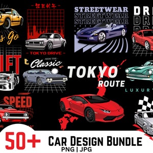 Fichiers PNG et JPG de conception de t-shirt de voiture, lot de conception de t-shirt, lot de conception streetwear, lot de PNG de style urbain, lot de voiture de sport.