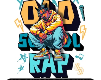Design de camiseta de rap da velha escola: arquivos PNG e JPG (download digital)