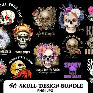 Skull T-shirt Design Bundle, Streetwear Design, T-shirt Design PNG and JPG, Skull Streetwear Design, Urban Shirt Design, Hip Hop Design PNG.