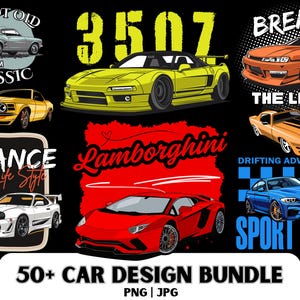 JDM Car T-Shirt Design Bundle: 50 PNG Graphics (Digital Download)