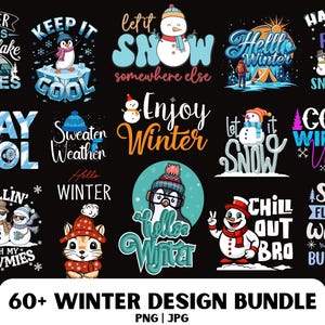 Winter Design PNG, Snowman PNG, Winter Quotes Design, Retro Winter Graphic Design, Winter Sublimation Clipart, Funny Snowflake, Winter Shirt