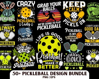 Pickleball Design Bundle: Sports 50 PNG & EPS File (Digital Download)