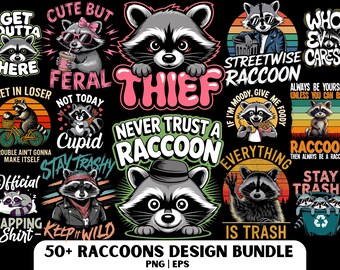 Raccoon Shirt Design: Sarcastic Raccons PNG and JPG File, Trash Panda (Digital Download)