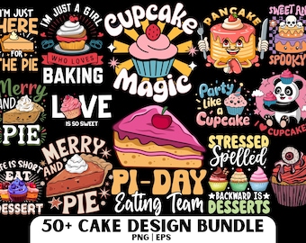 Pacchetto PNG di Cake Design: oltre 50 illustrazioni di torte di compleanno (download digitale)