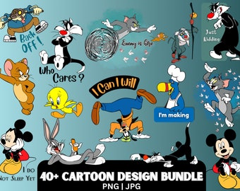 Cartoon Character Design Bundle: 40 PNG & JPG Files (Digital Download)