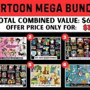 Mega Cartoon PNG Bundle: 1000+ Designs for T-shirts & Cartoon Stickers (Digital Download) image 2