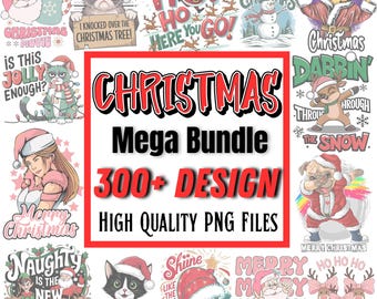 Christmas Shirt Design Bundle: 300+ PNG Dateien (Digital Download)