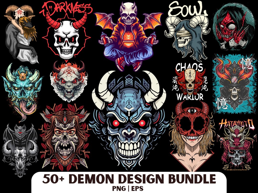 Scary Demon Design Bundle PNG and EPS Editable File (digital Download ...
