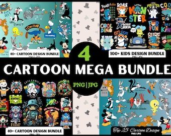 200+ Cartoon Character Designs: Mega Bundle PNG JPG (Digital Download)