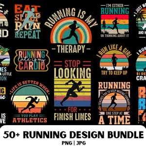 Running PNG Design Bundle: 50 T-Shirt Graphics (Digital Download