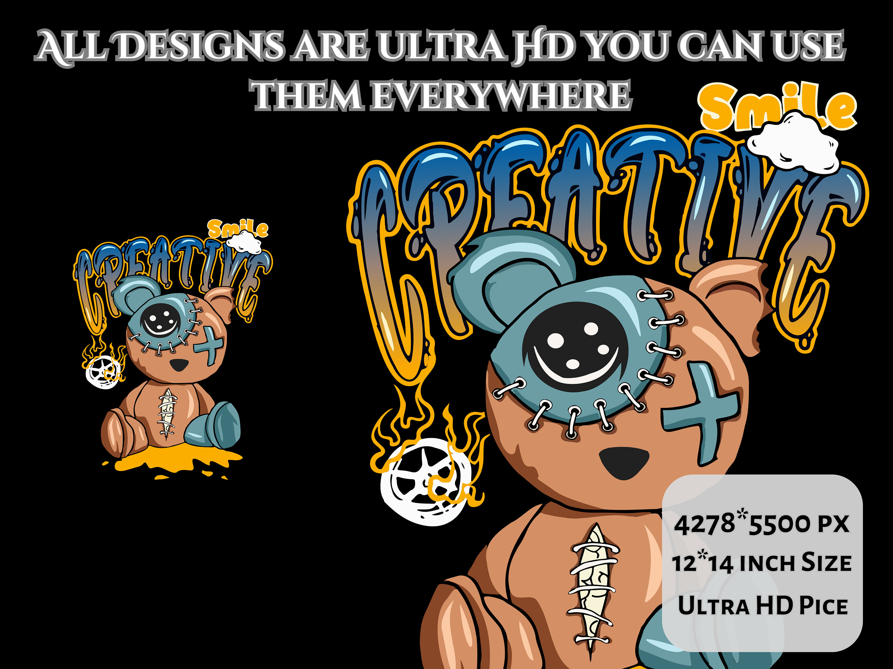 Bear T-shirt Design Bundle, Teddybear Design PNG and JPG